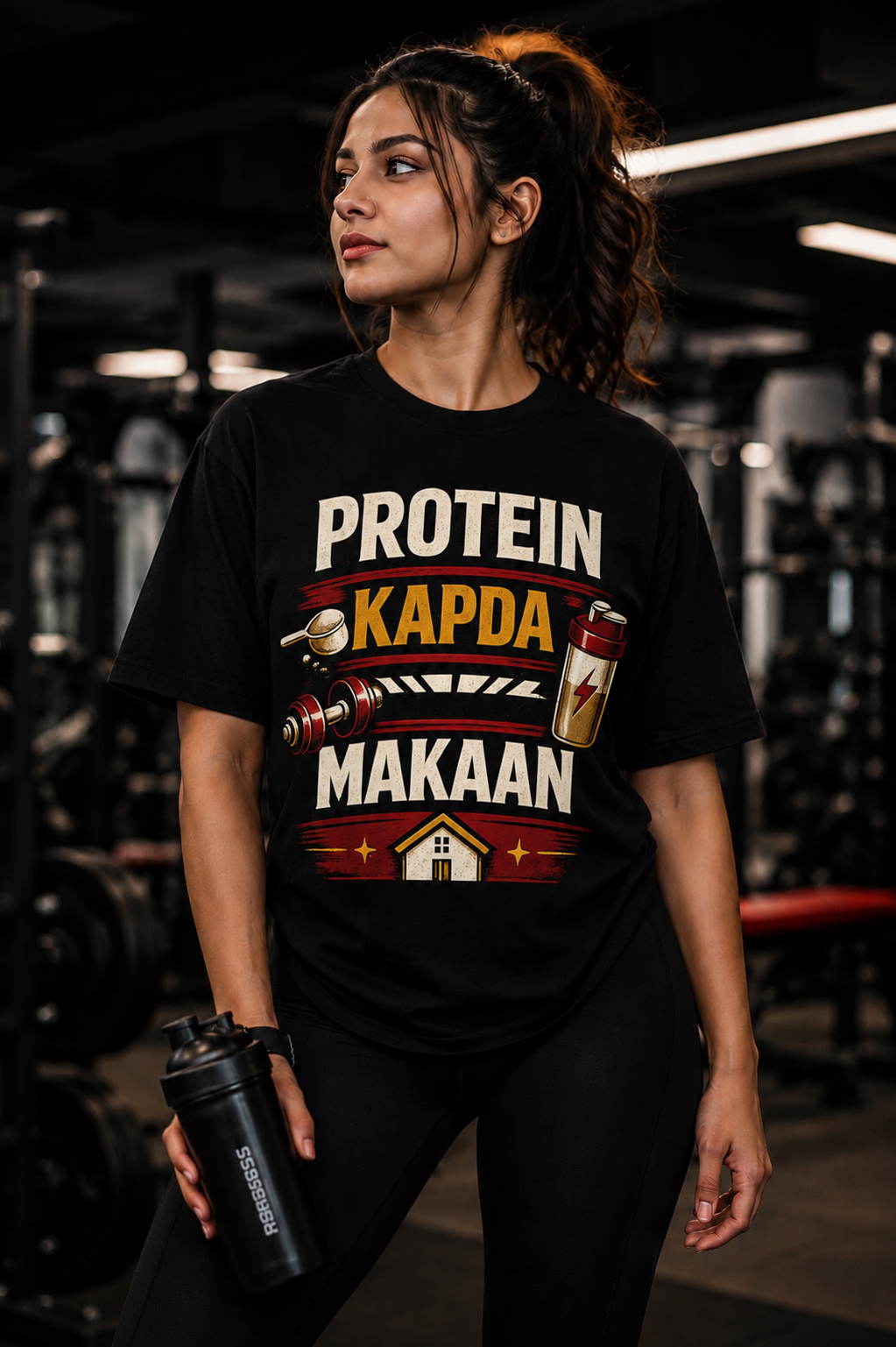 Protein Kapda Makaan™ - Gym Tee - Black Crew T-Shirt