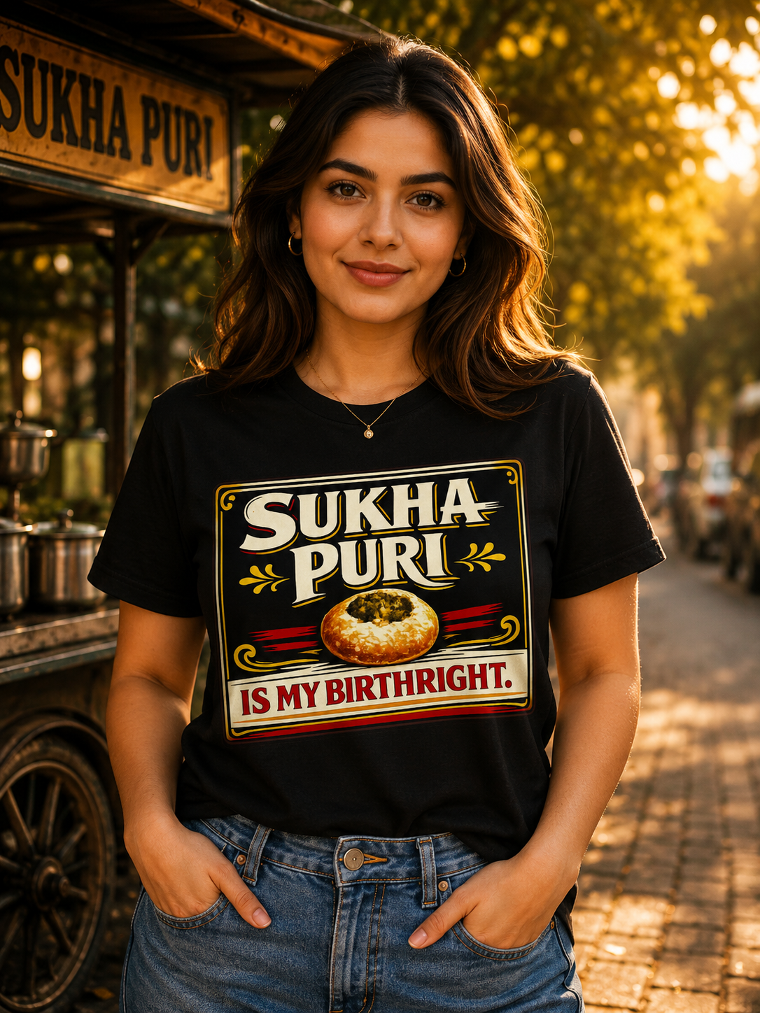 Sukha Puri Is My Birthright™ – Vintage Street Food Tee  For those who know the best part of pani puri comes last.