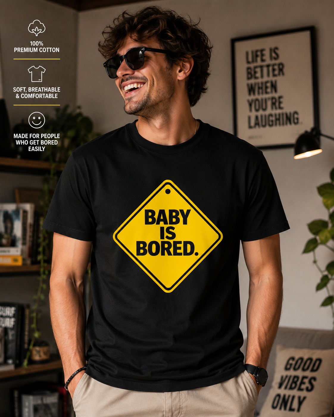 Baby Is Bored™ – Warning Sign Tee ⭐