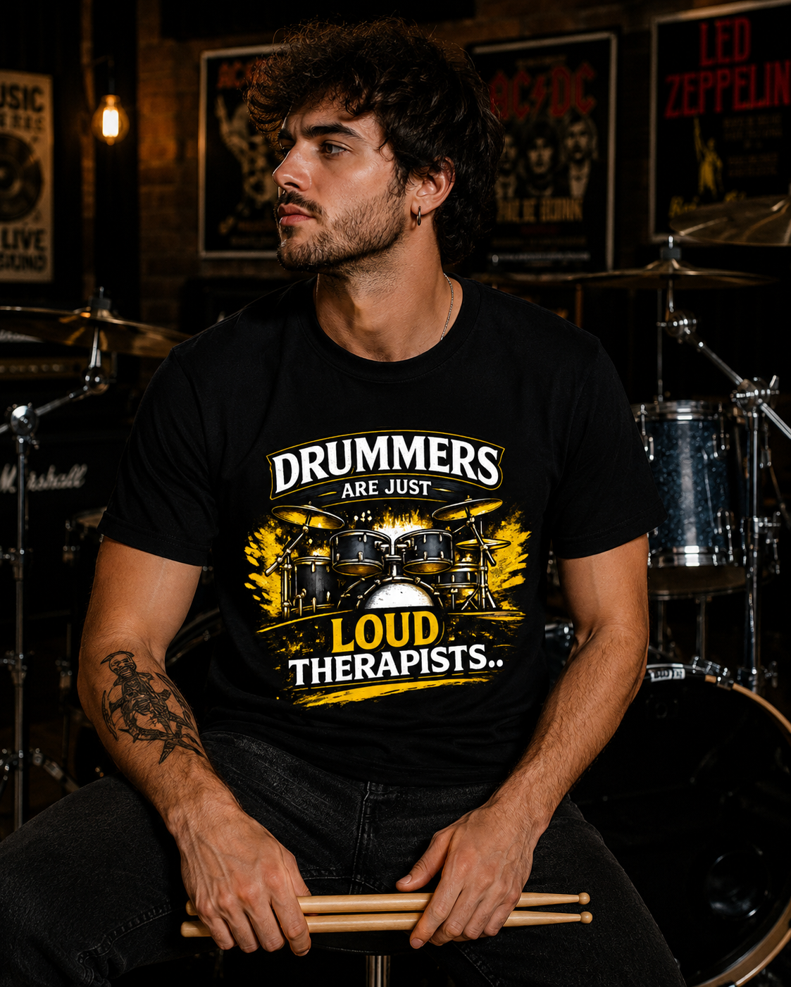 Drummers Are Just Loud Therapists™ - Unisex Classic Crew T-Shirt