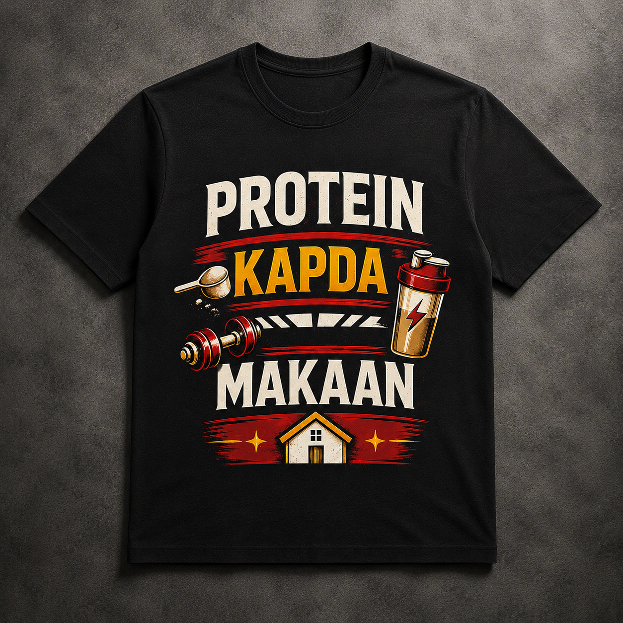 Protein Kapda Makaan™ - Gym Tee - Black Crew T-Shirt