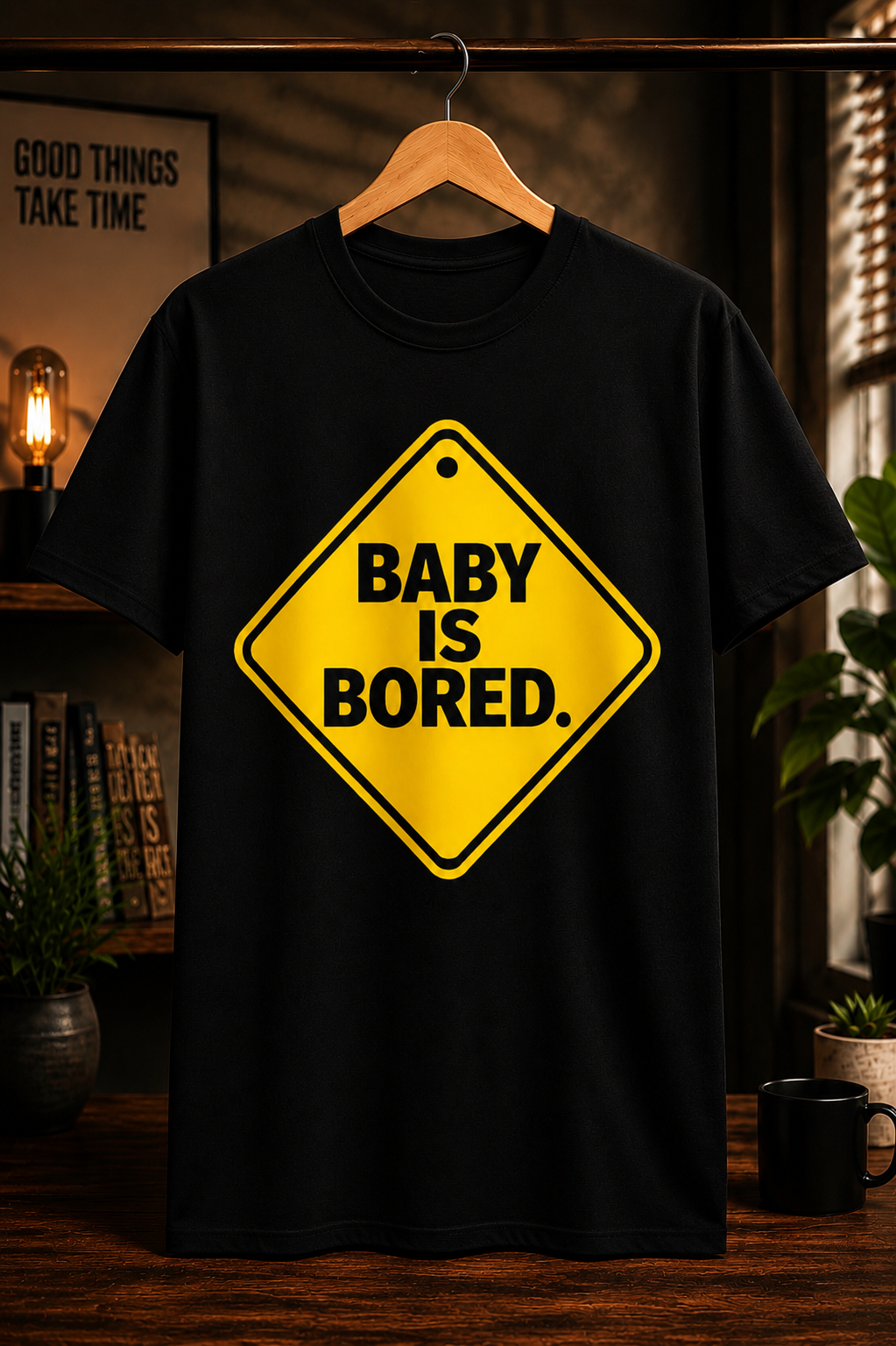 Baby Is Bored™ – Warning Sign Tee ⭐