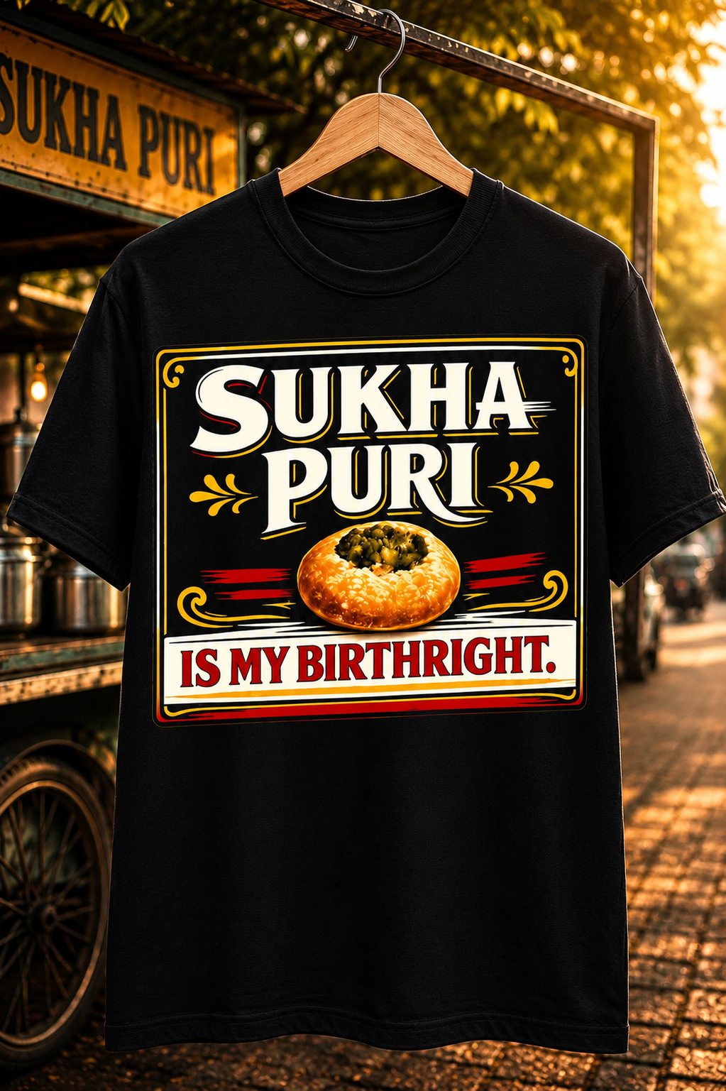 Sukha Puri Is My Birthright™ – Vintage Street Food Tee  For those who know the best part of pani puri comes last.