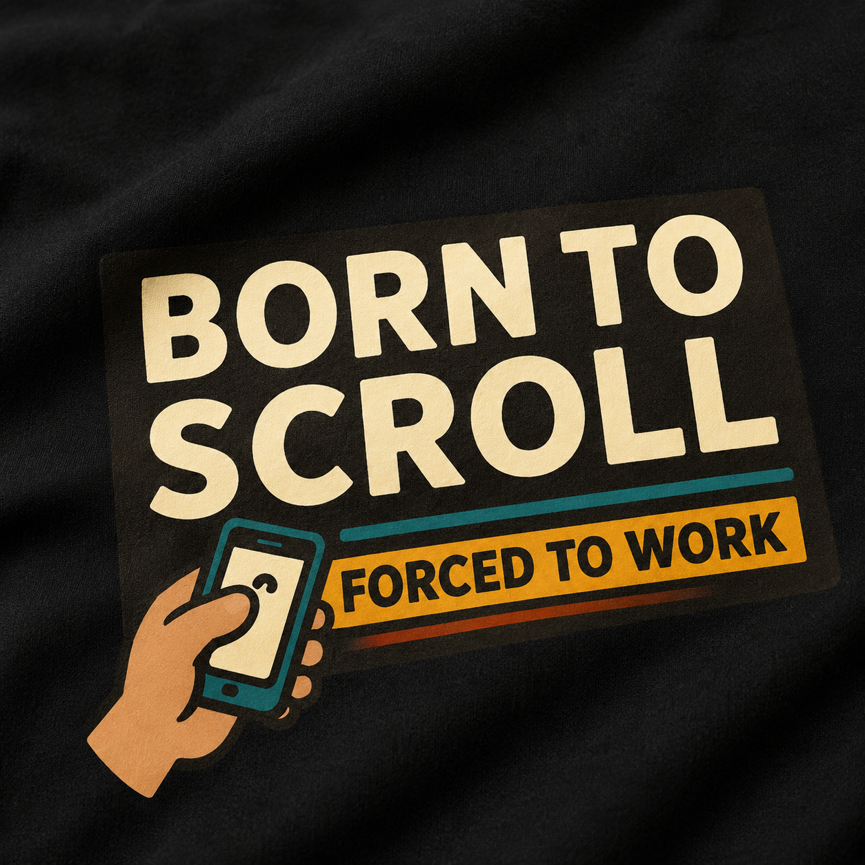Born To Scroll, Forced To Work™ Black Graphic Tee