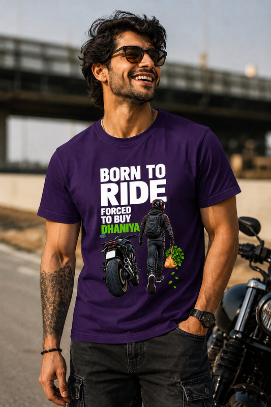 Born To Ride, Forced To Buy Dhaniya™ - Biker Tee
